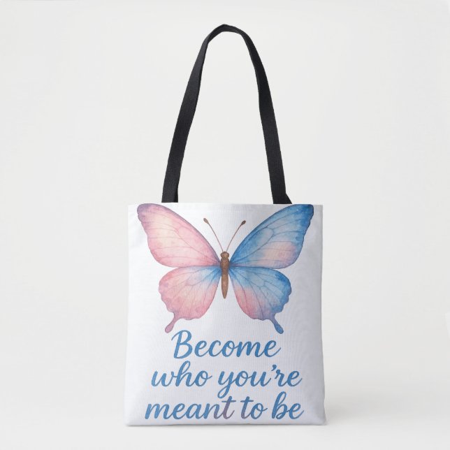 Sac à main papillon aquarelle motivationnel  (Devant)