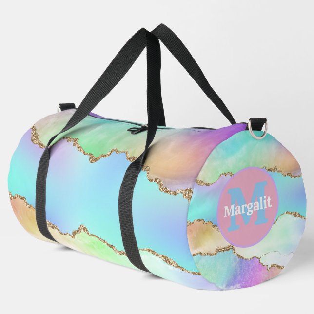 Sac à main pastel agate arc-en-ciel holographique  (Coin gauche)