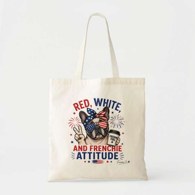 Sac à main patriotique Rouge Blanc et Attitude Fre (Devant)