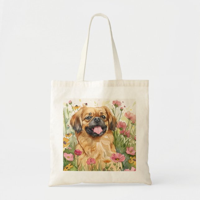 Sac à main Pékinois – Art aquarelle (Devant)