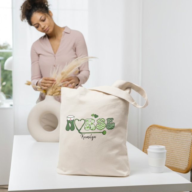 Sac à main personnalisé au nom de l'infirmière | C (Personalized Nurse Name Tote Bag | Holiday Nurse Gift )