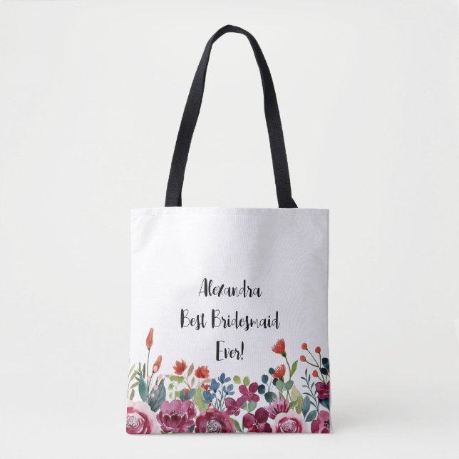 Sac à main personnalisé avec des fleurs 'Meilleure (Devant)