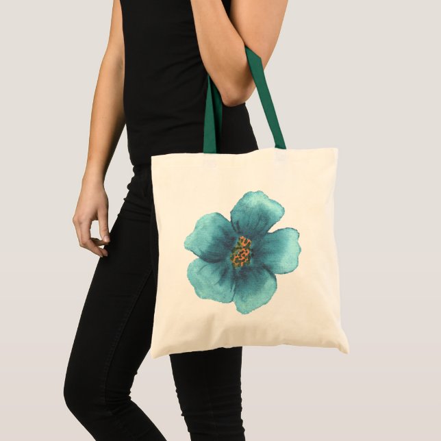 Sac à main personnalisé blanc avec fleurs aquarell (Devant (produit))
