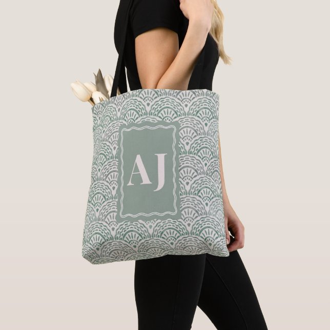 Sac à main personnalisé côtier évasé vert sauge (De près)