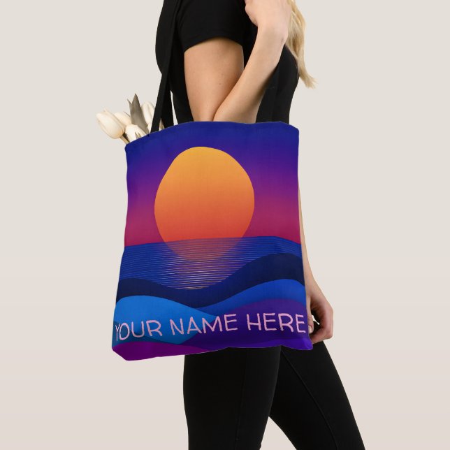 Sac à main personnalisé Coucher de soleil Rétro |  (De près)