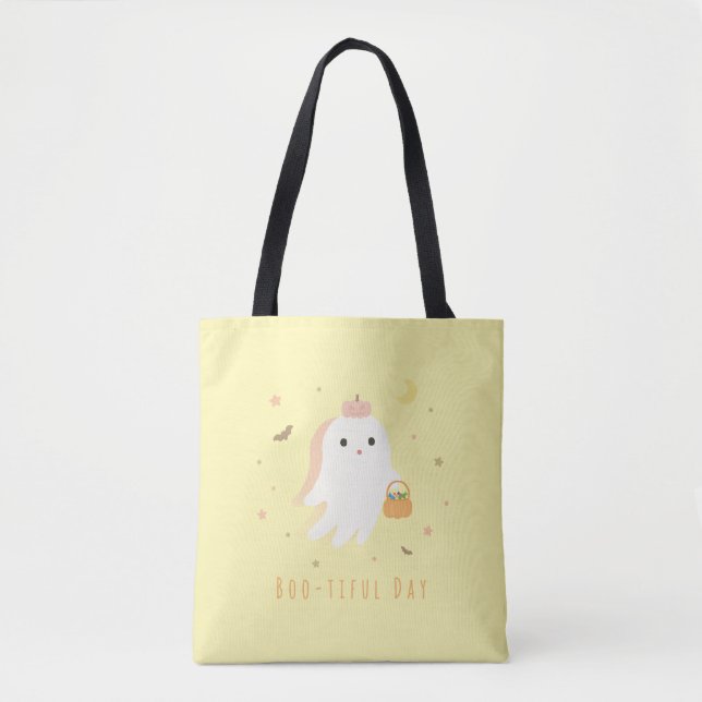 Sac à main personnalisé Cute Ghost Boo-tiful Day (Devant)