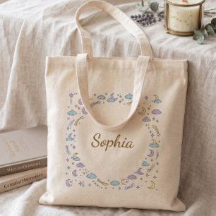 Sac à main personnalisé en toile céleste pastel
