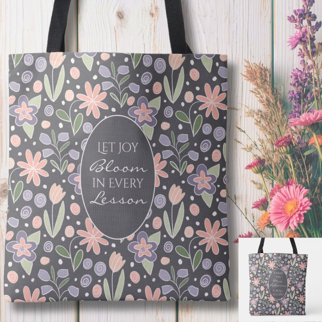 Sac à main personnalisé pour appréciation des ense (Personalized Teacher Appreciation Tote Bag | Custom Name Floral Gift)