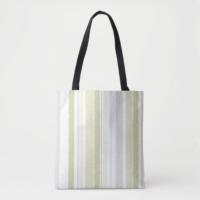 Sac à main rayé aquarelle vert sauge gris (Devant)