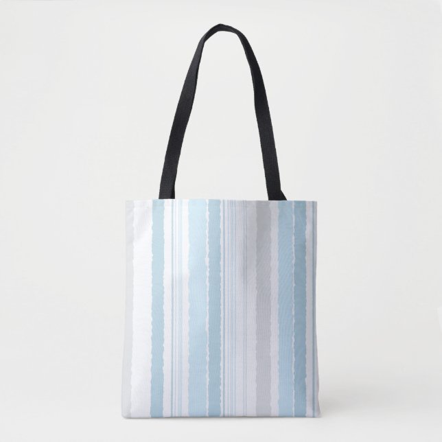 Sac à main rayé en aquarelle gris bleu clair (Devant)