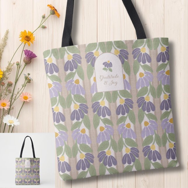 Sac à main rayé fleuri monogrammé (Personalize this tote with your name & initial on one side and an inspirational  quote on the other.)