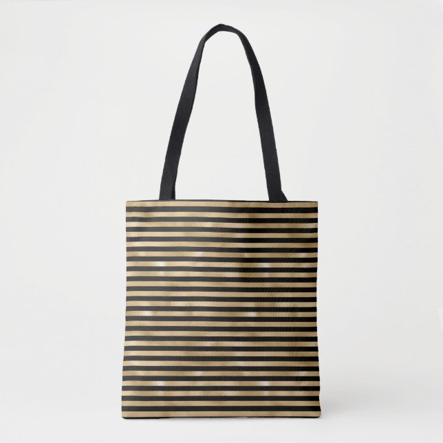 Sac à main rayé noir et or pour femmes (Devant)
