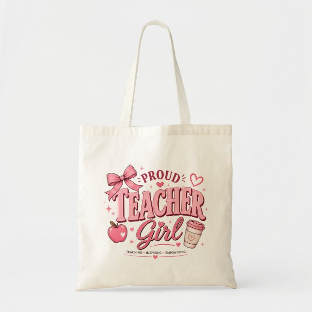Sac à main rose pour fille d'enseignante fière (Devant)