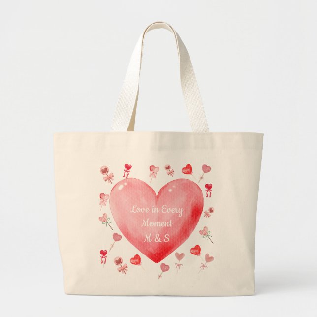 Sac à main Saint-Valentin à cœur aquarelle doux (Devant)