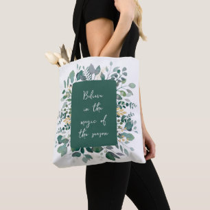 Sac à main saisonnier botanique aquarelle vert et