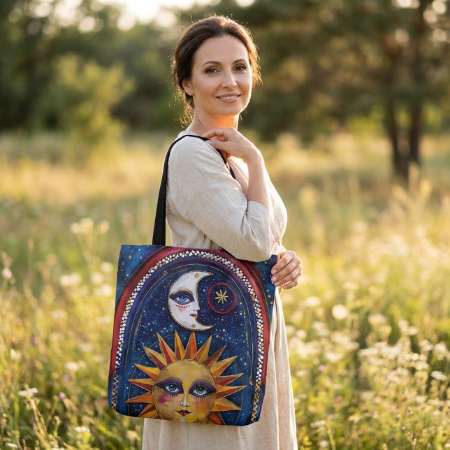 Sac à main Soleil et Lune avec Art Céleste Vibrant (Créateur téléchargé)