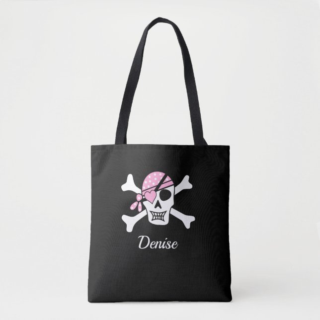 Sac à main tête de mort pirate fille noire (Devant)