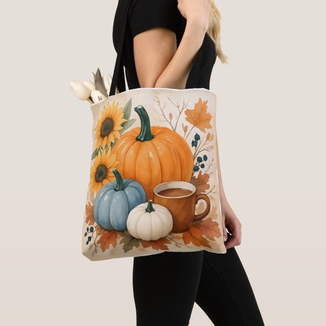 Sac à main tout en aquarelle de citrouilles d'auto (De près)