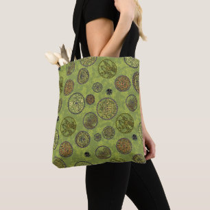 Sac à main tout en steampunk vert avec médaillon