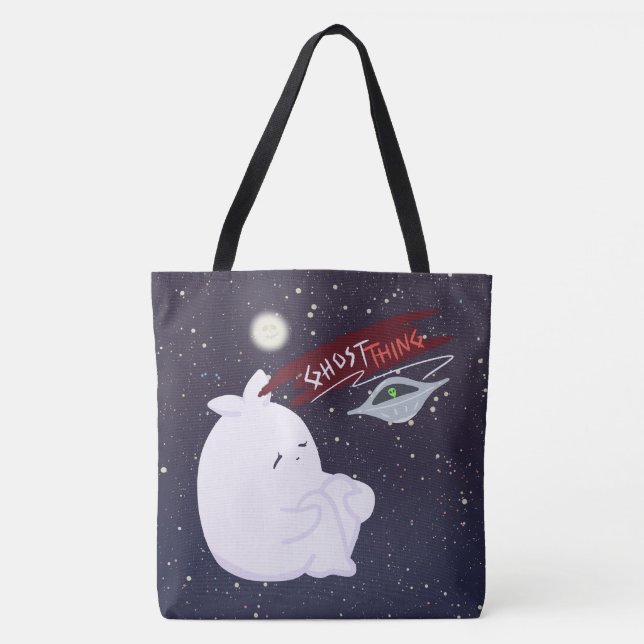 Sac à main tout imprimé Cute Ghost & UFO (Devant)