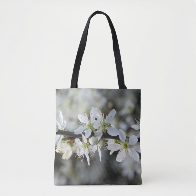 Sac à main tout-imprimé photo de fleurs blanches (Devant)