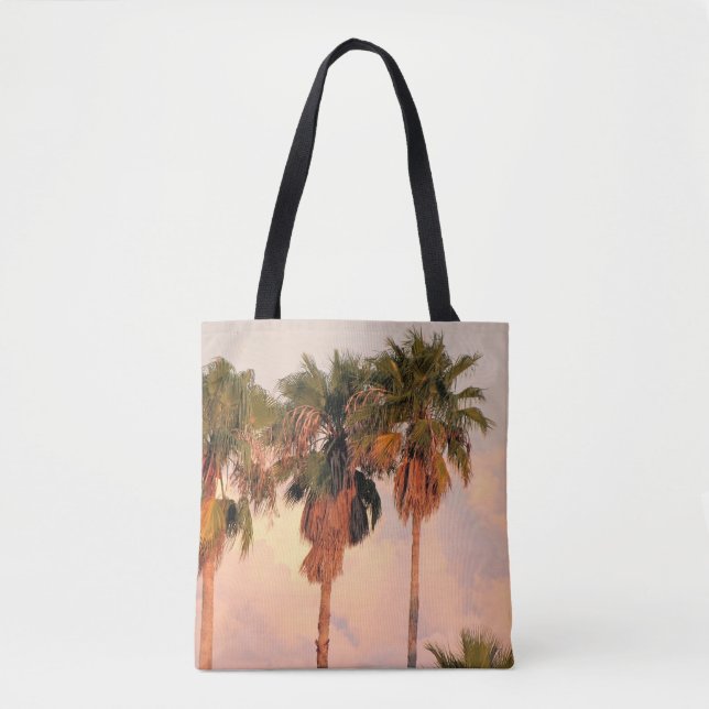Sac à main trois palmiers coucher de soleil (Devant)