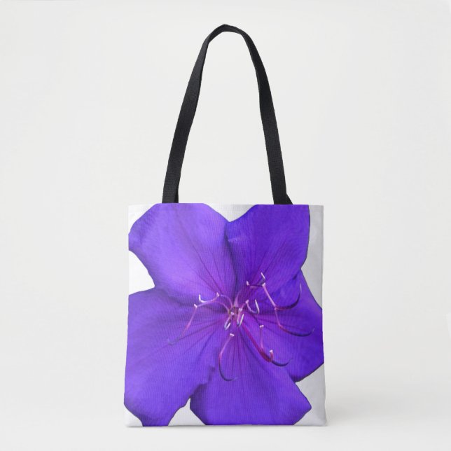 Sac à main vibrant violet – Art botanique audacieu (Devant)