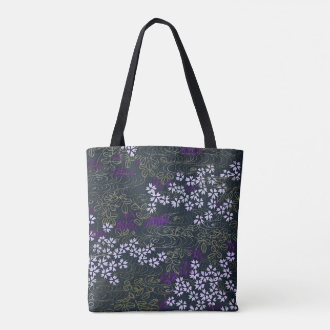 Sac à main Yozakura japonais | Sakura et Fl de l'è (Dos)