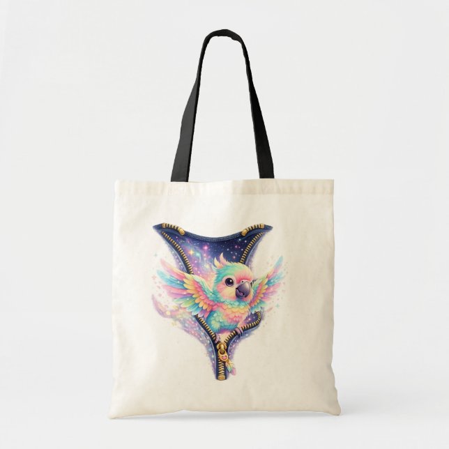 Sac à main zipper perroquet 3D pastel mignon | Fan (Devant)
