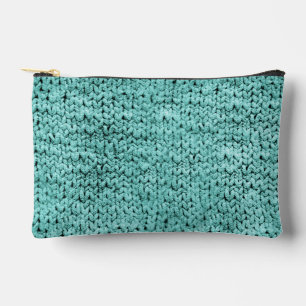 Sac à Maquillage en Tricot Imprimé Sarcelle