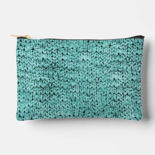Sac à Maquillage en Tricot Imprimé Sarcelle (Recto)