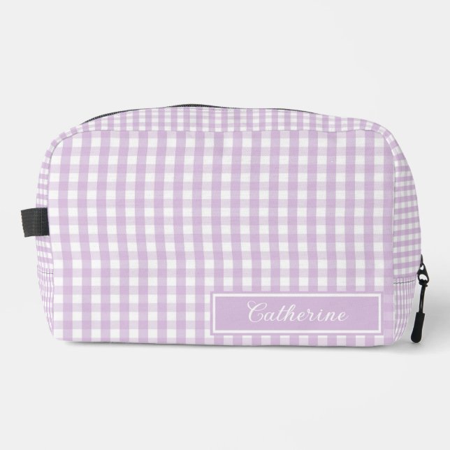 Sac à Maquillage Mignon à Carreaux Gingham Violet (Recto)