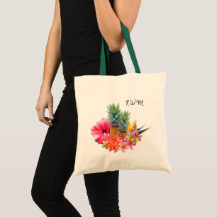 Sac à motif fleurs et ananas hawaïens avec monogra