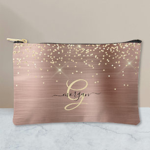 Sac à paillettes dorées avec monogramme doré et no
