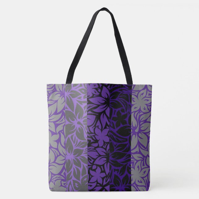 Sac à plage rayé à motif d'hibiscus hawaïen de Mol (Devant)