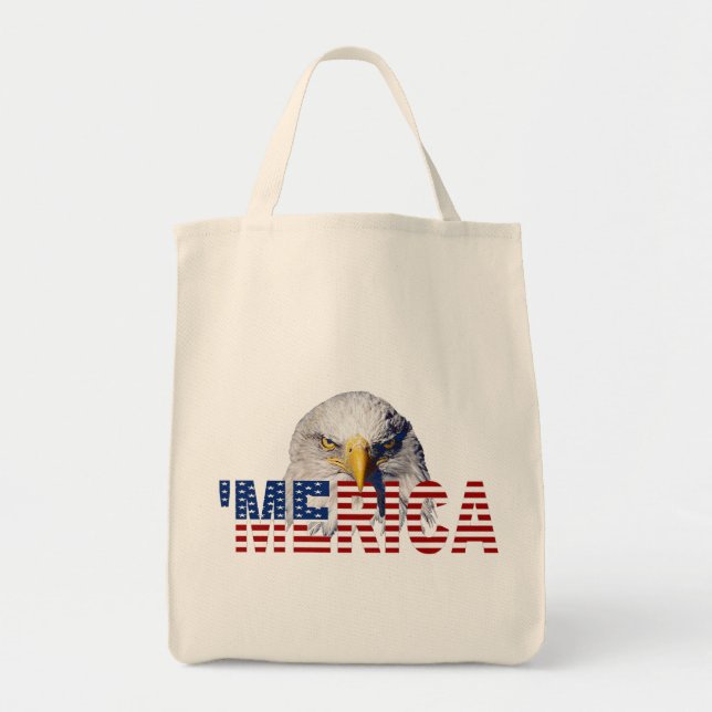 Sac à provisions avec drapeau et aigle 'MERICA (Devant)
