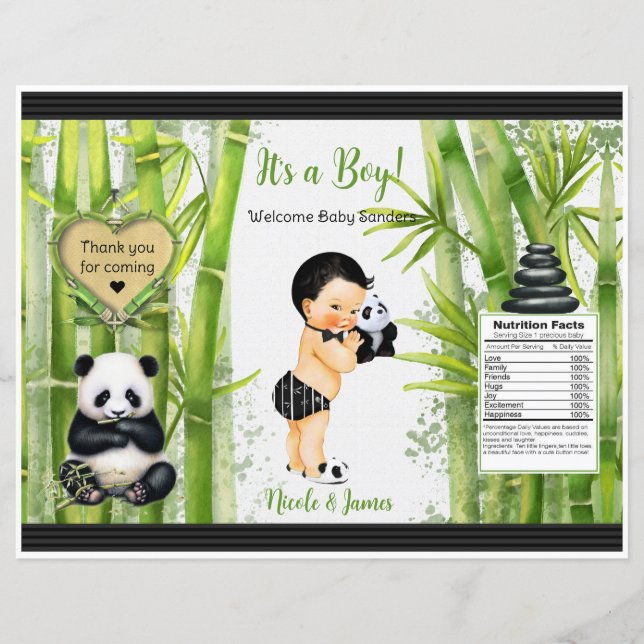 Sac à puces Thème Panda Bamboo pour bébé garçon (Devant)