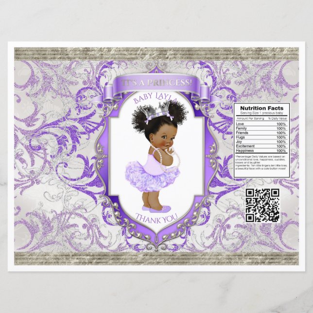 Sac à puces violet argenté pour bébé afro-américai (Devant)