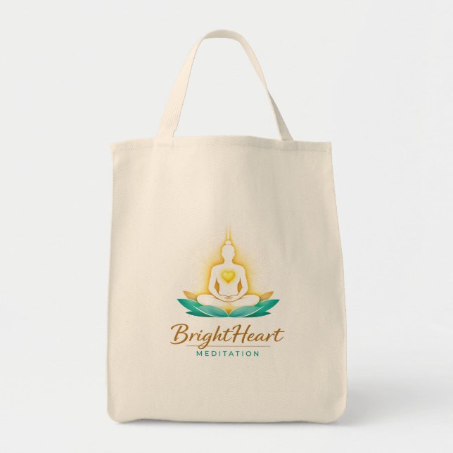 Sac à shopping avec logo de méditation Brightheart (Devant)