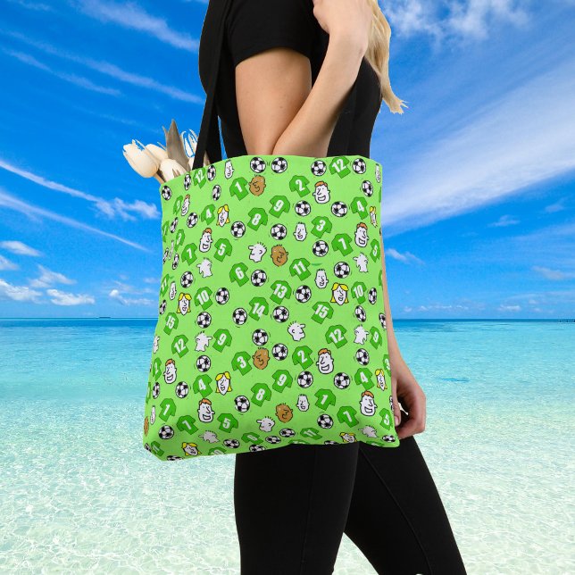 Sac à thème football avec des maillots en vert (Shoulder bag with green football shirts)
