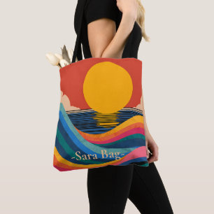 Sac à Tote Abstrait Bauhaus Vagues de Coucher de S