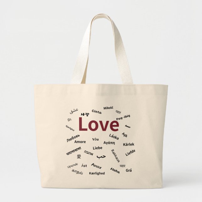Sac à Tote « Amour » - Typographie Multilingue (Devant)