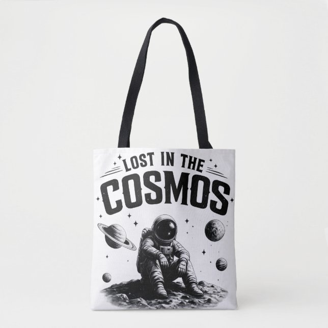 Sac à Tote Astronaute Perdu dans le Cosmos Blanc (Devant)