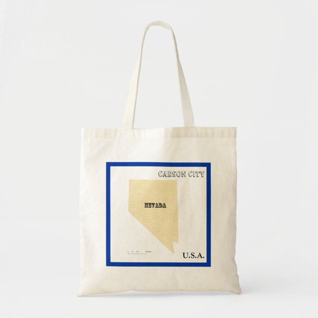 Sac à Tote - Carte du contour du Nevada avec ville (Devant)
