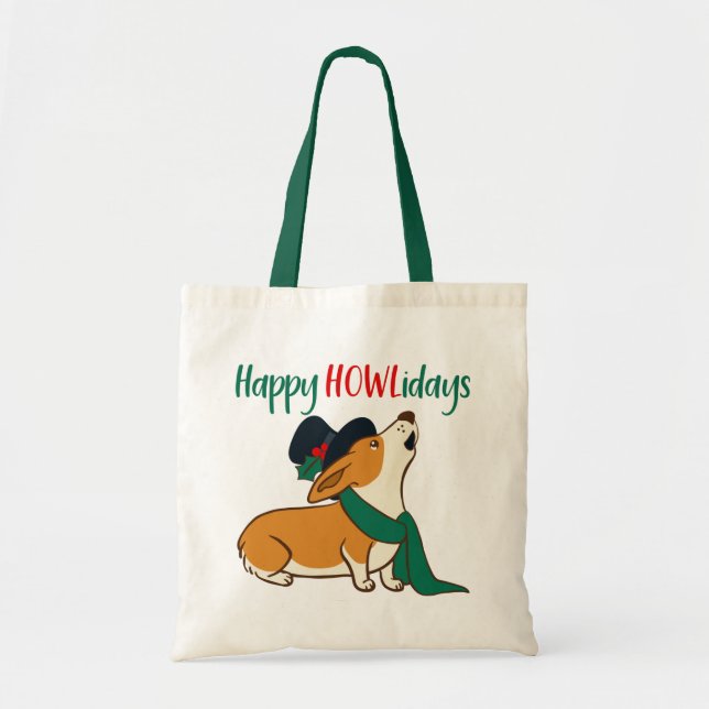 Sac à Tote Chien de Noël Corgi Chantant (Devant)