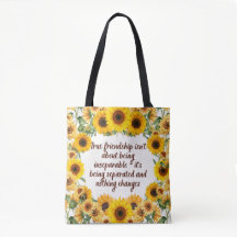 Sac à Tote Citation de Véritable Amitié – Tendance