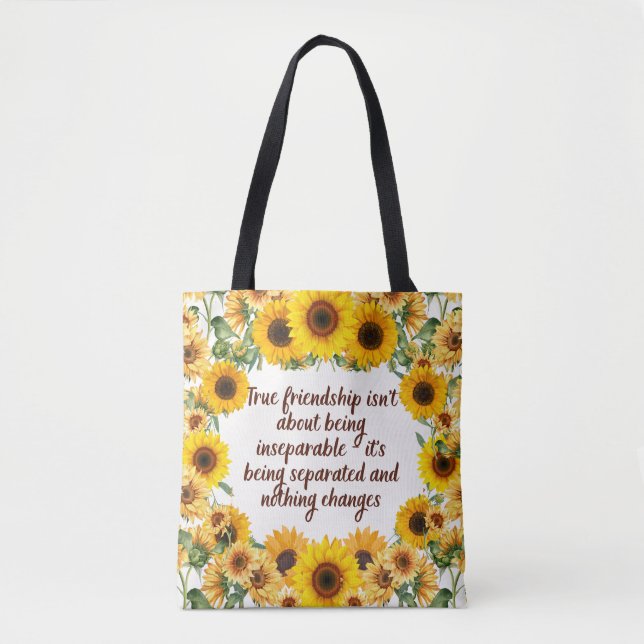 Sac à Tote Citation de Véritable Amitié – Tendance (Devant)