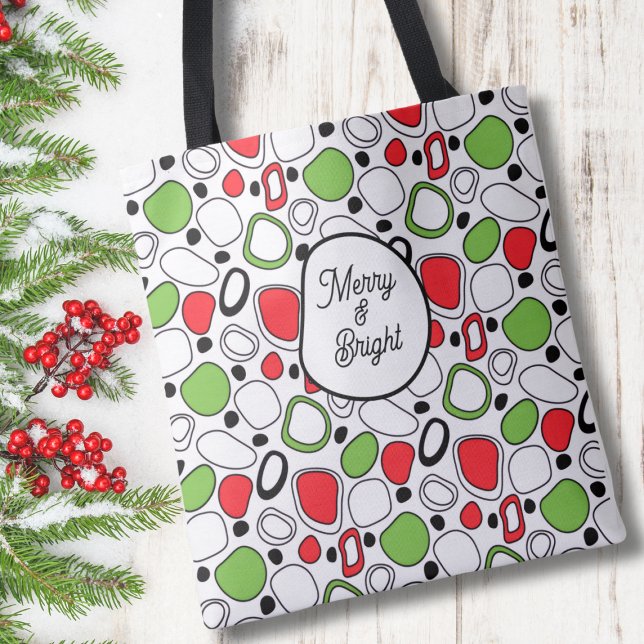 Sac à Tote de Fêtes Personnalisé – Message & Nom (Merry and Bright Christmas Tote with Personalized Name on Back)