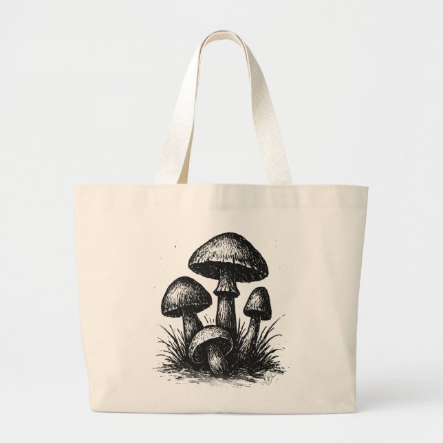 Sac à Tote de grappe de champignons dessinés à l'e (Devant)