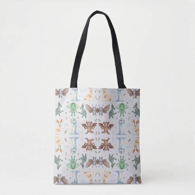 Sac à Tote de Motif Cryptide Mothman & Amis (Devant)
